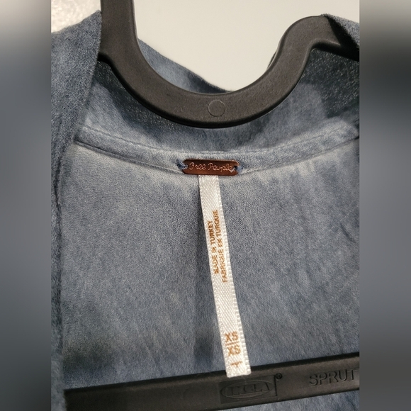 Free People Tie Neck High-Low Top Blue XS - Picture 4 of 8